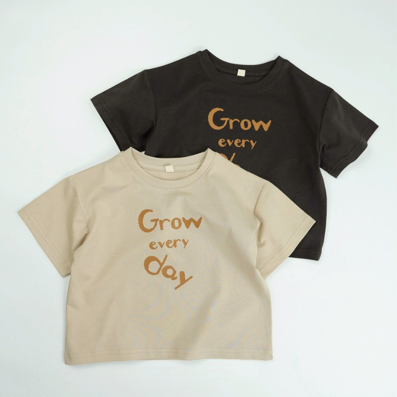 英字プリント綿100%半袖Tシャツ