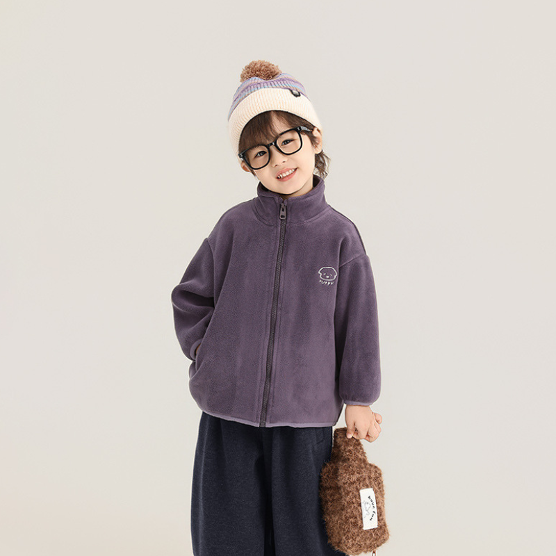 ワンポイント刺繍フリースジャケット