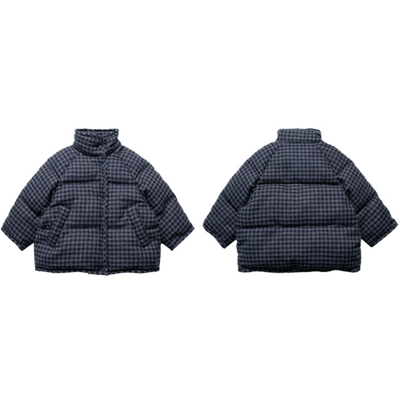 チェック柄中綿ハイネックジャケット