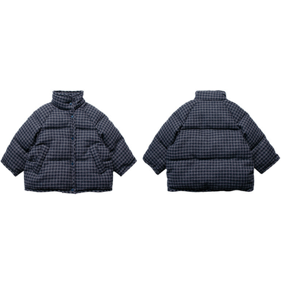 チェック柄中綿ハイネックジャケット