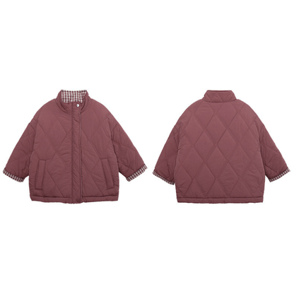 二重キルティング中綿コート