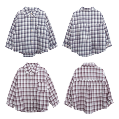 繊細凹凸縞模様チェックシャツ