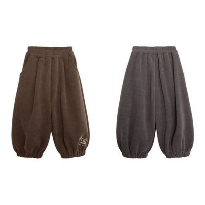 裾クマプリント裏ボアパンツ