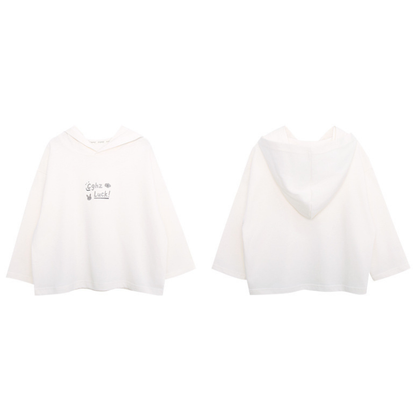 フード付き綿100%長袖Tシャツ