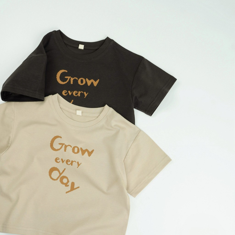 英字プリント綿100%半袖Tシャツ