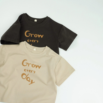 英字プリント綿100%半袖Tシャツ