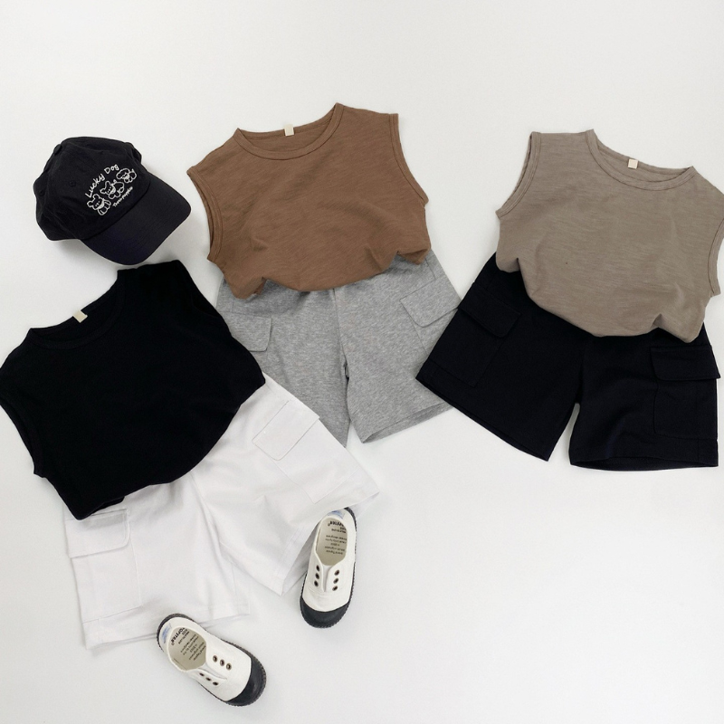 純棉薄手カーゴハーフパンツ