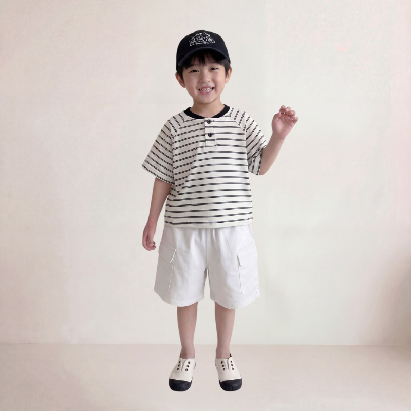 純棉薄手カーゴハーフパンツ