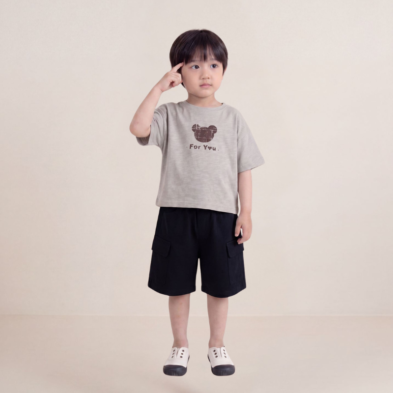 純棉薄手カーゴハーフパンツ