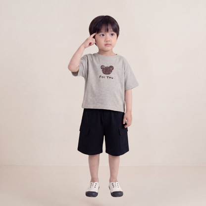 純棉薄手カーゴハーフパンツ