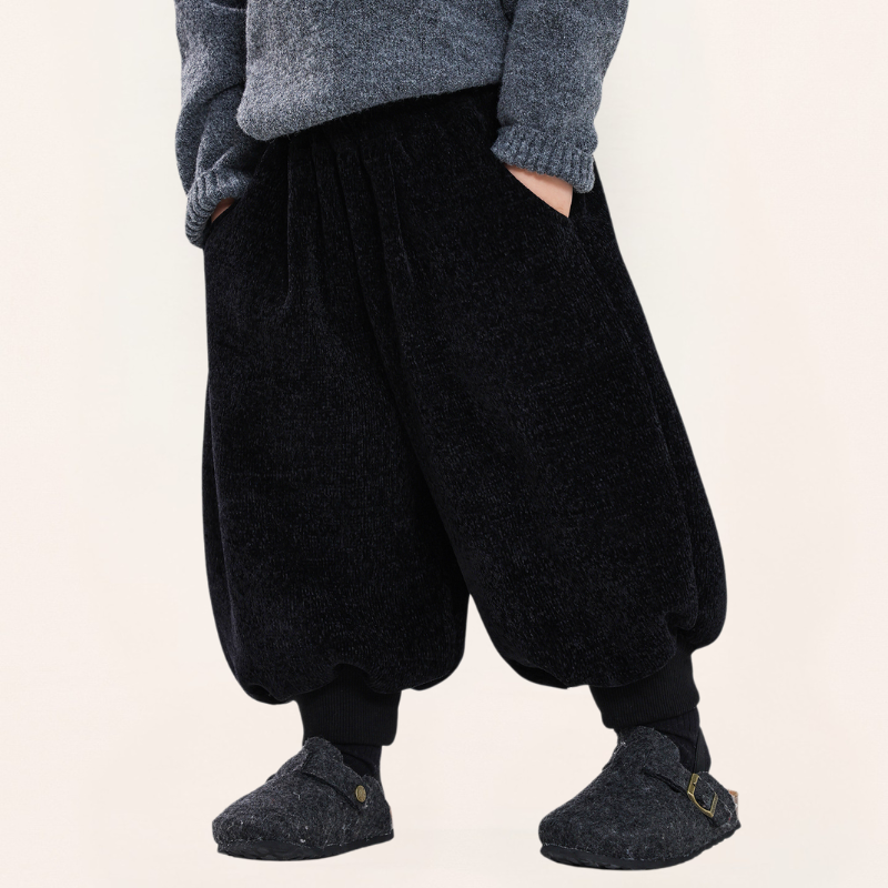 裾リブシェニール裏ボアパンツ