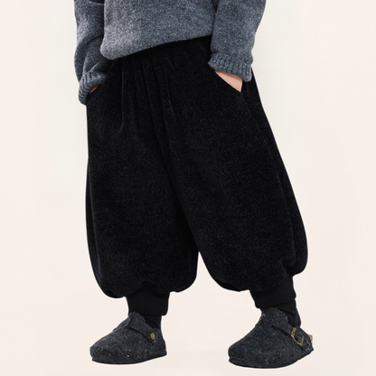 裾リブシェニール裏ボアパンツ