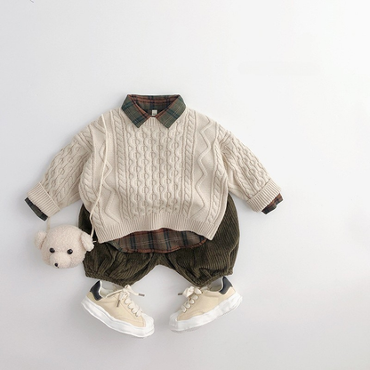 厚手ケーブルニットプルオーバー