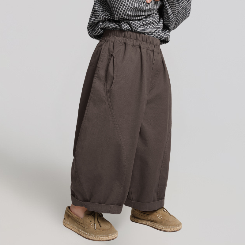 無地純綿ロングパンツ