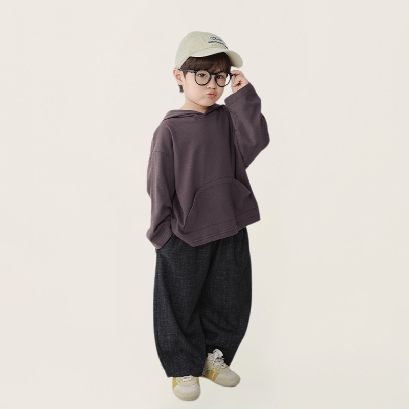 デニム風丸いポケットロングパンツ