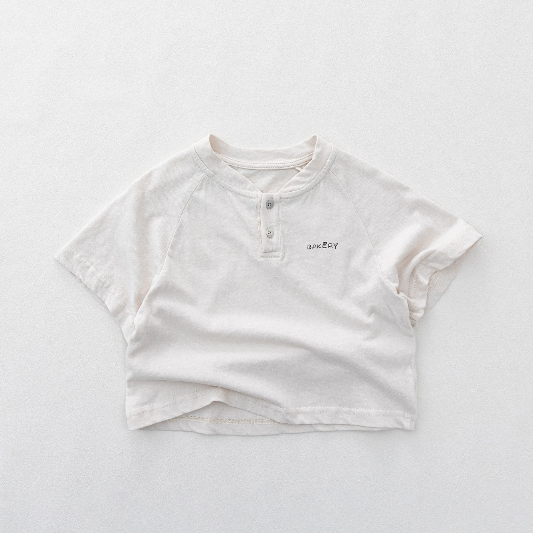 ヘンリーネック純綿半袖Tシャツ