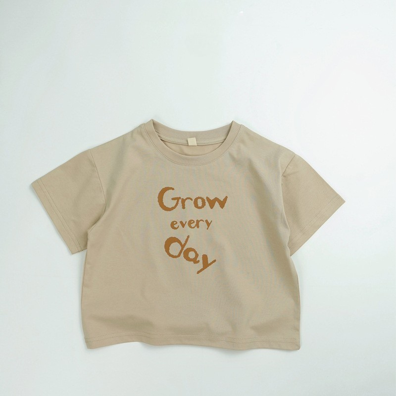 英字プリント綿100%半袖Tシャツ