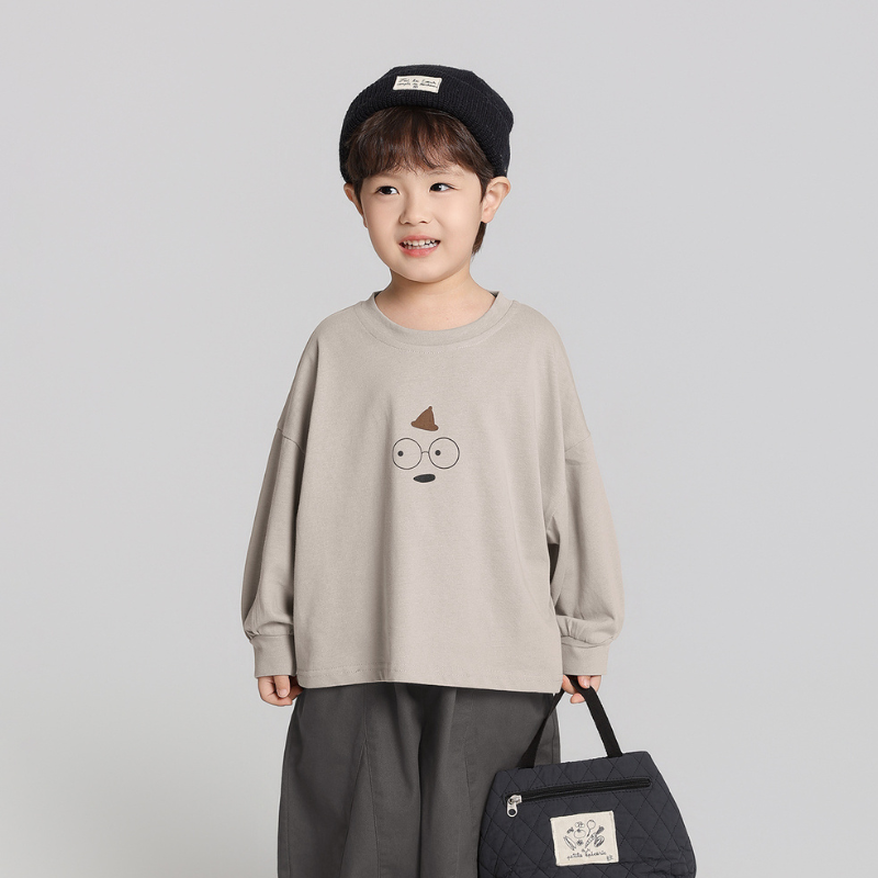 シンプルプリント純綿ロングTシャツ