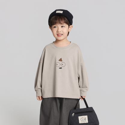 シンプルプリント純綿ロングTシャツ