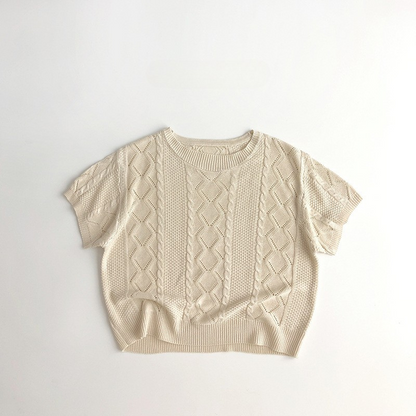 ケーブル編みニットTシャツ