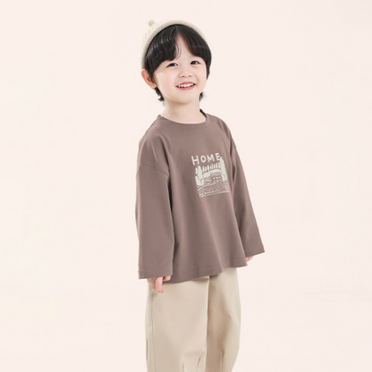 家イラスト長袖Tシャツ