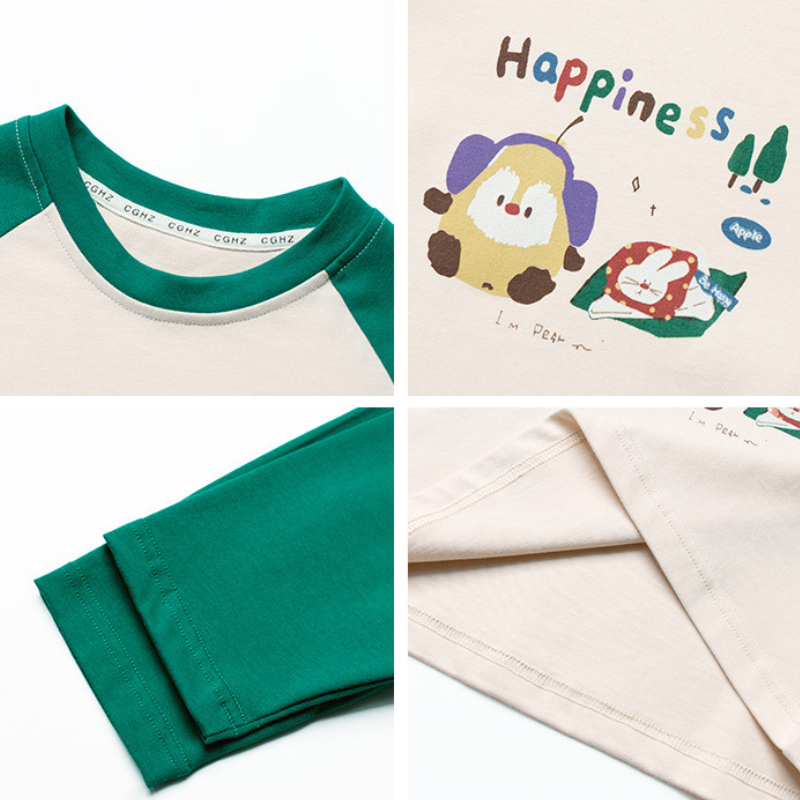 カラフルプリント綿100%ラグランTシャツ