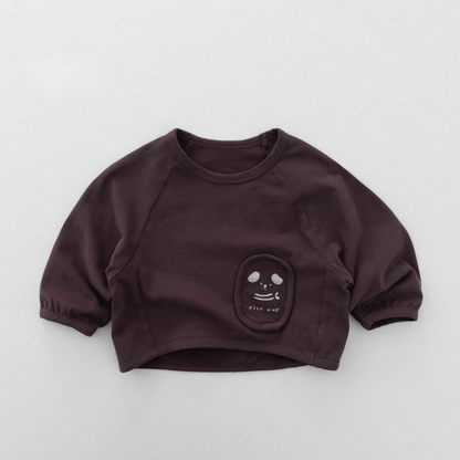 ワッペンデザイン純綿長袖Tシャツ