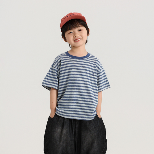 胸元刺繍ボーダーTシャツ