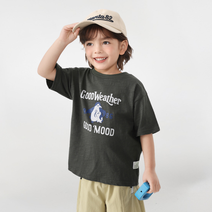 ペンギンプリント純棉半袖Tシャツ