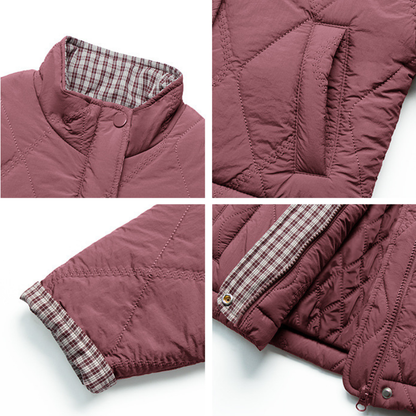 二重キルティング中綿コート