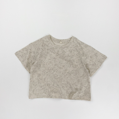 マーブル柄純棉半袖Tシャツ