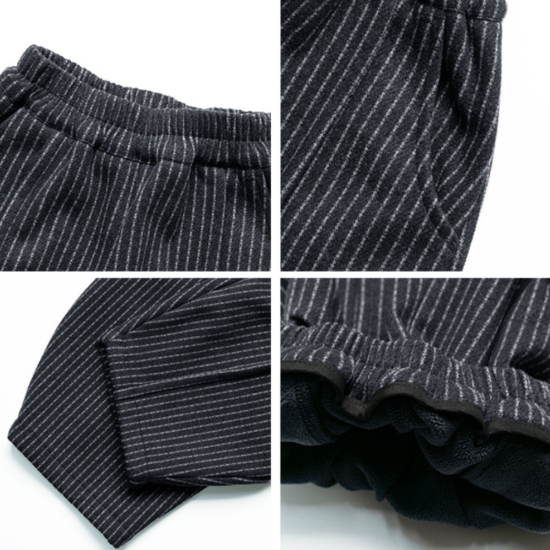 チョークストライプ裏ボアパンツ