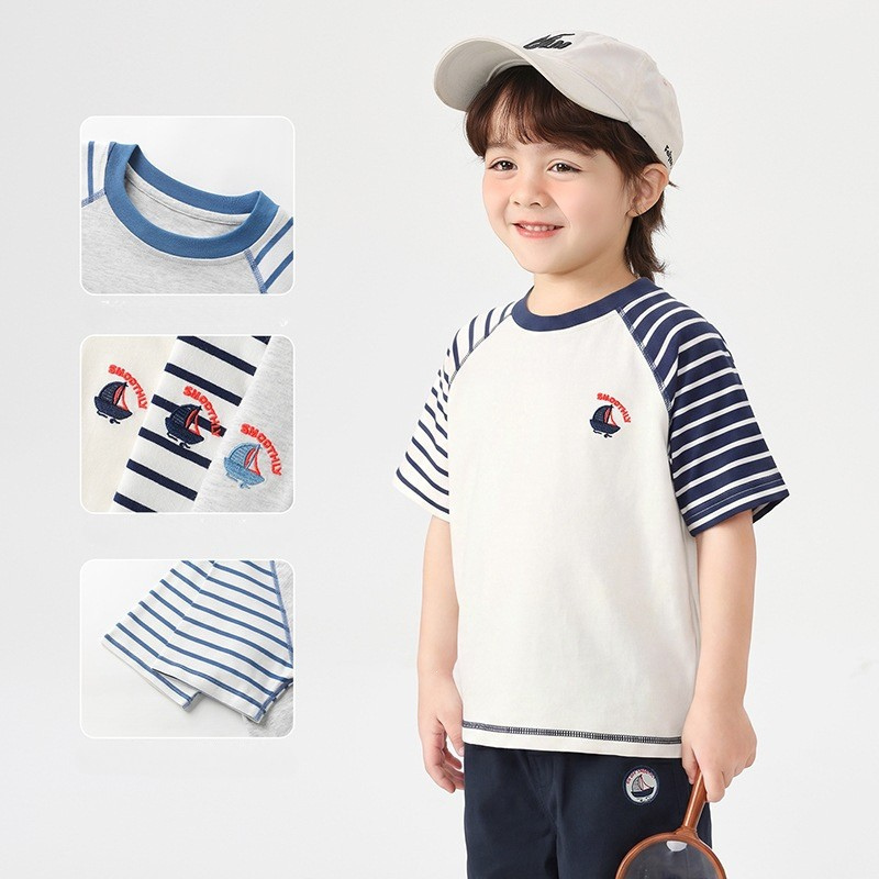 ボーダー切替クルーネックTシャツ