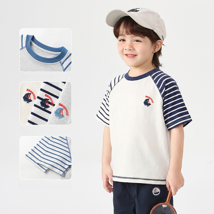 ボーダー切替クルーネックTシャツ