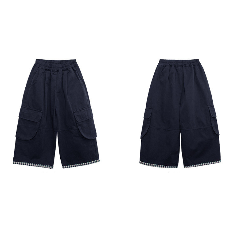 裾チェックカーゴパンツ