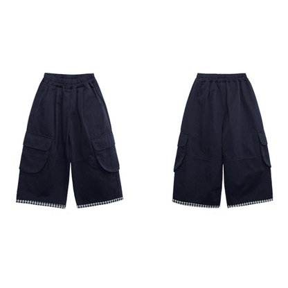 裾チェックカーゴパンツ