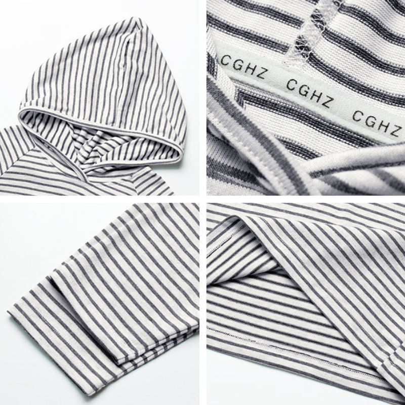 ニュアンスグレーボーダーパーカー