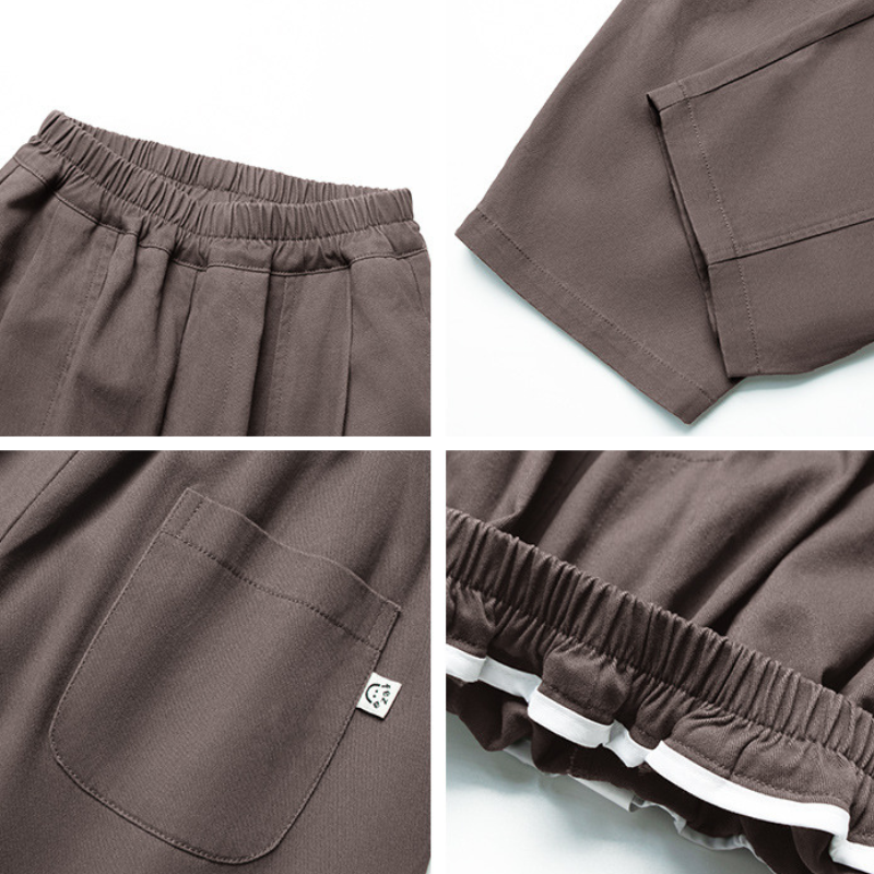 センタープリーツ無地パンツ