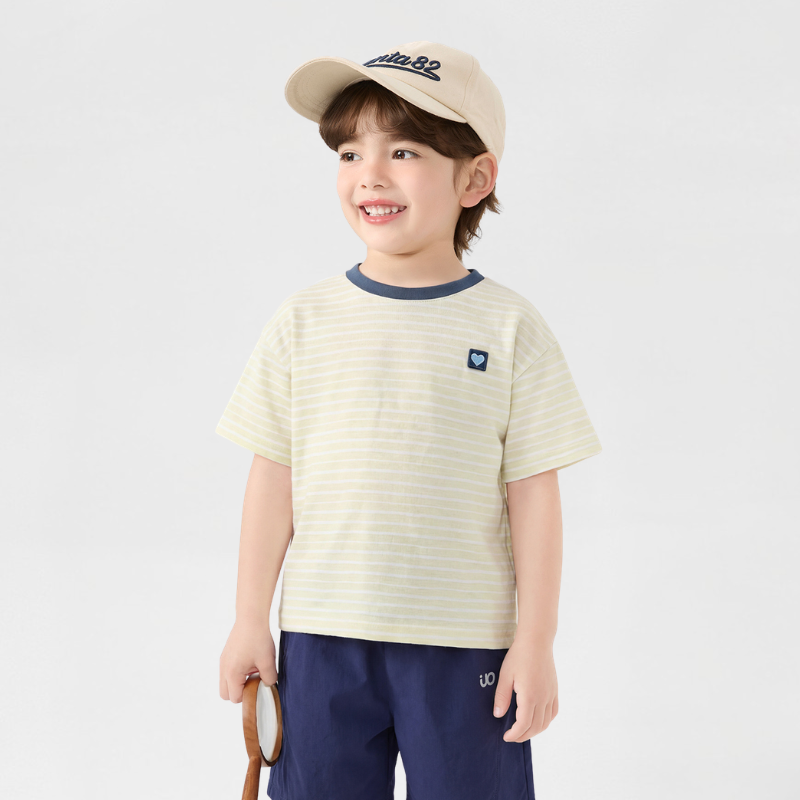 ハート刺繍ワッペンボーダーTシャツ