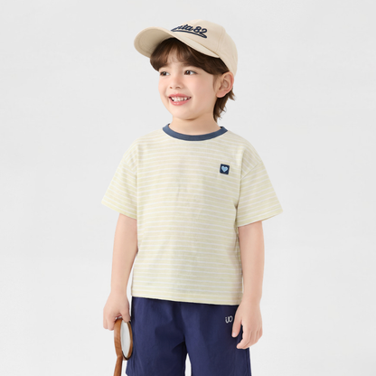 ハート刺繍ワッペンボーダーTシャツ