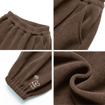 裾クマプリント裏ボアパンツ