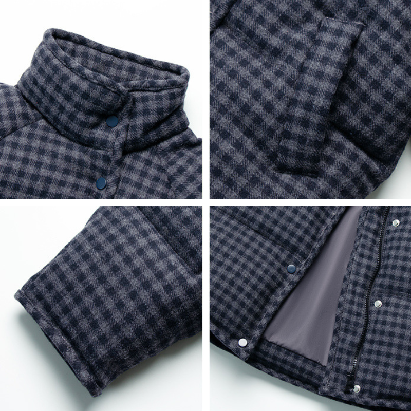 チェック柄中綿ハイネックジャケット