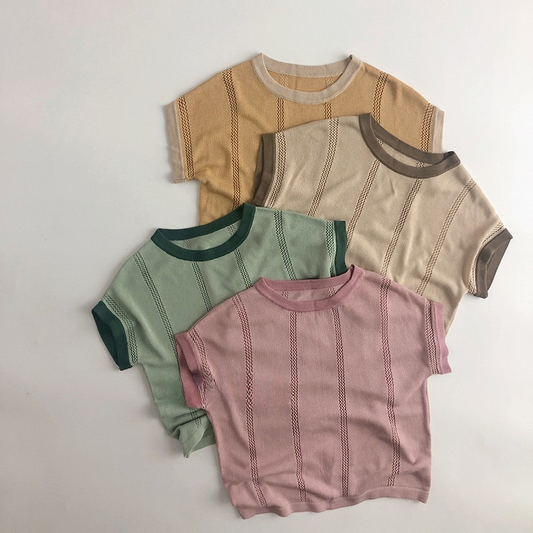 透かし編みニットTシャツ