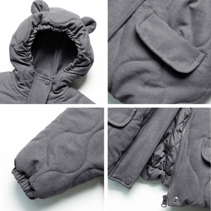 クマ耳中綿コート