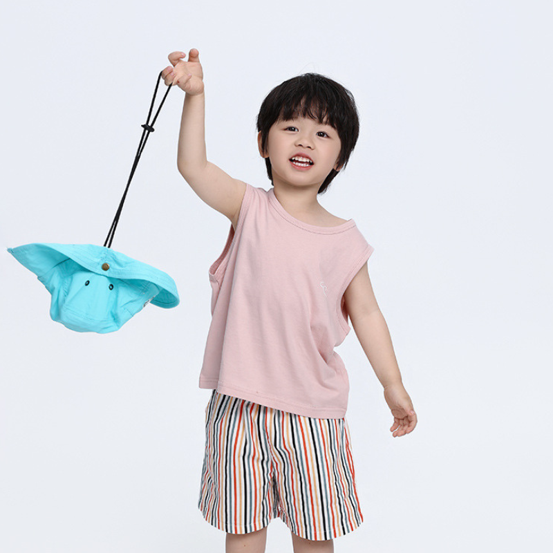 控えめ子犬プリント純綿タンクトップ