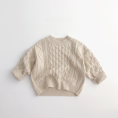 厚手ケーブルニットプルオーバー