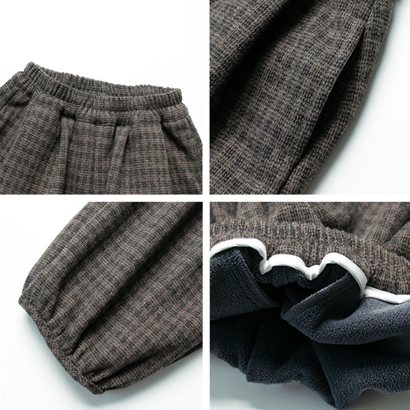 控えめチェック裏ボアバルーンパンツ