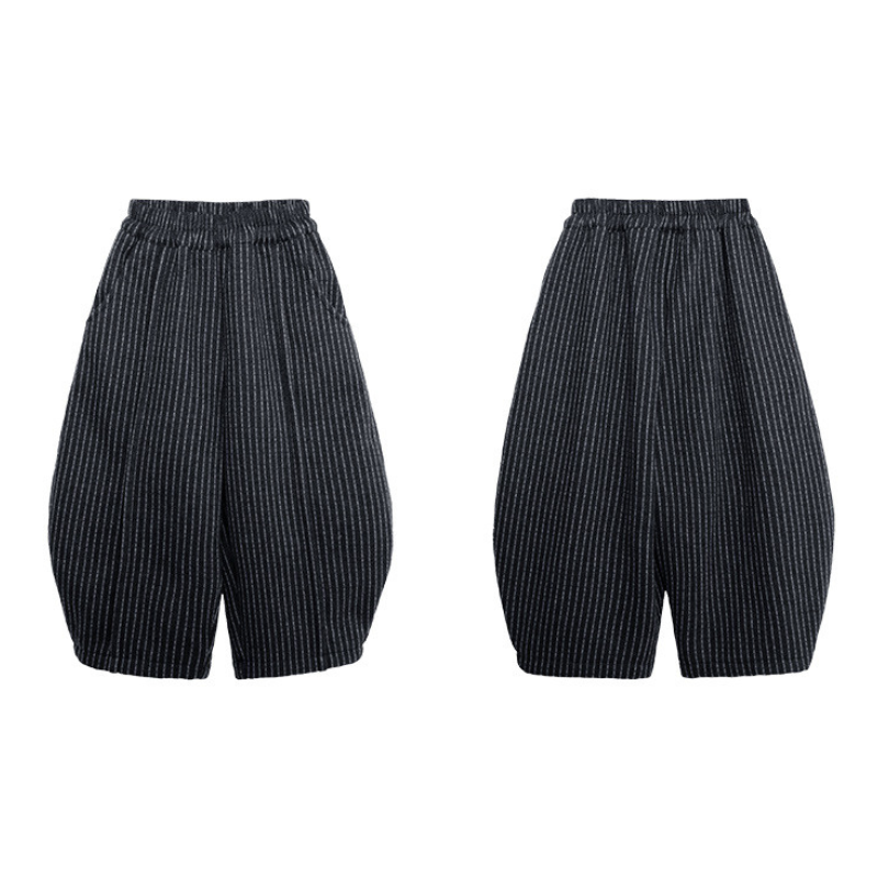 チョークストライプ裏ボアパンツ