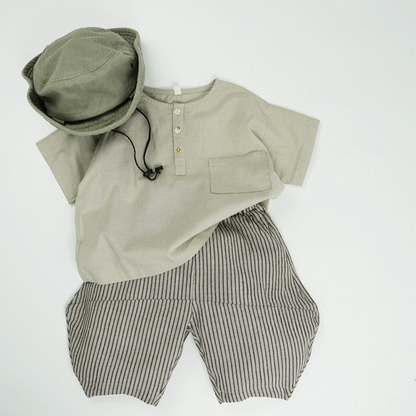 ストライプ七分丈ハーレムパンツ