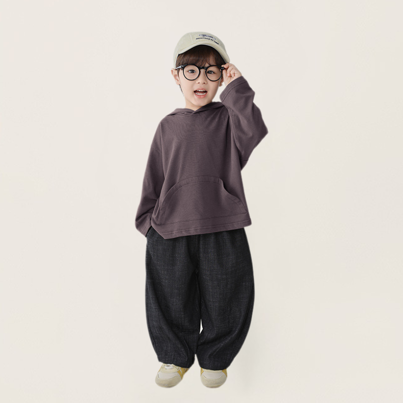 デニム風丸いポケットロングパンツ